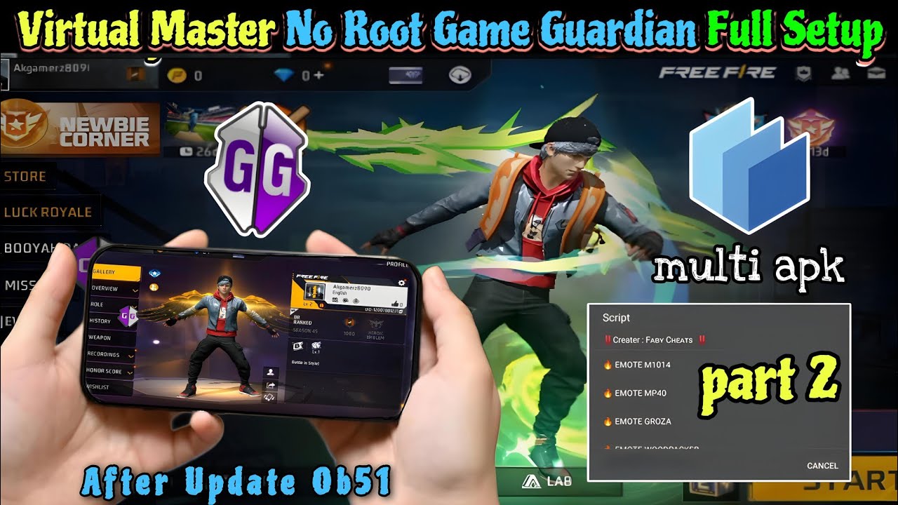 VIRTUAL MASTER NO ROOT GAME GUARDIAN USE FULL SETUP | HOW TO USE EMOTE SCRIPT IN FF FULL SETUP 🎁