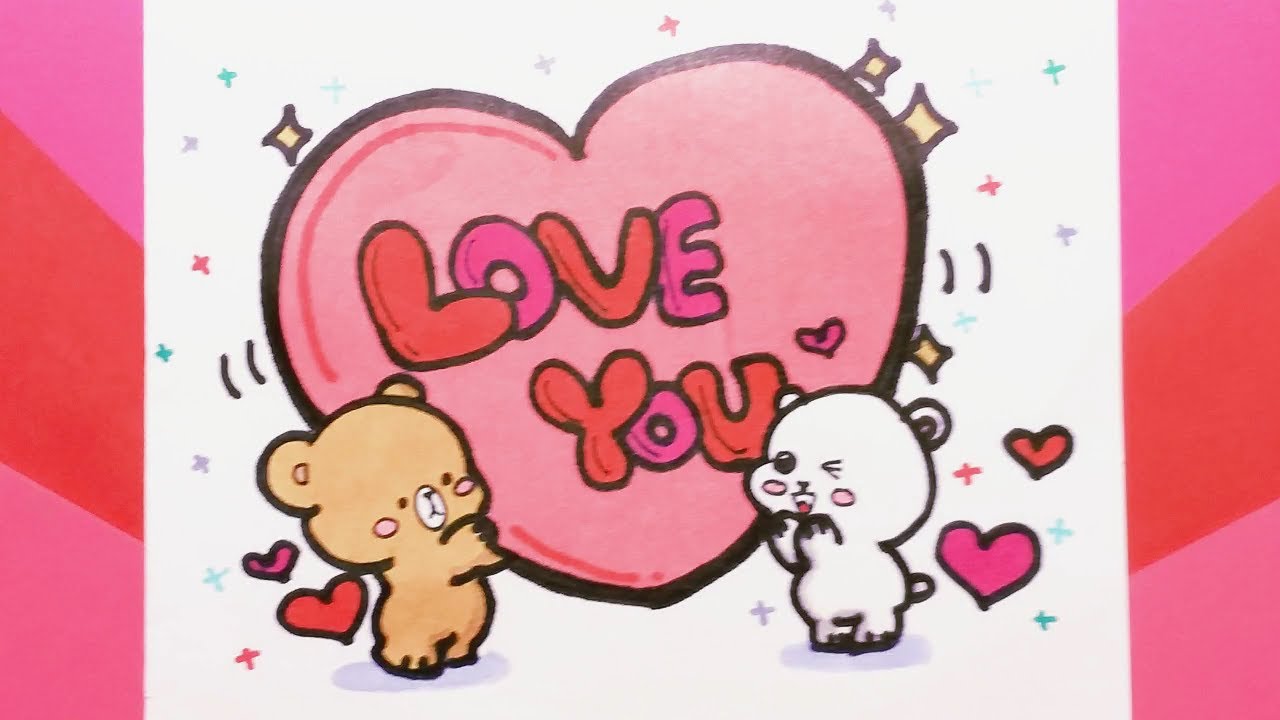 HOW TO DRAW A HEART WITH LOVE YOU MESSAGE/MOTHER'S DAY