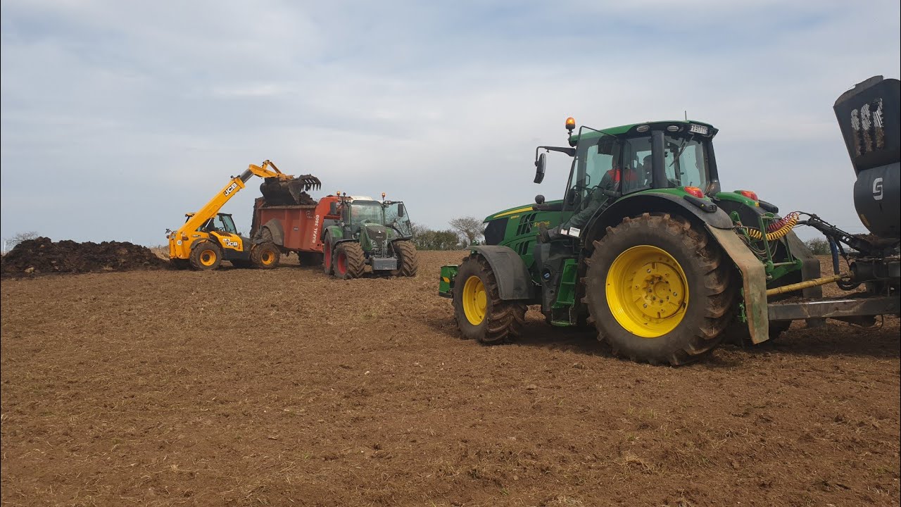 Épandage de fumier 💩 🚜💨🤩 (Fendt 720, John Derre 6195M, 2x Sodimac, JCB)