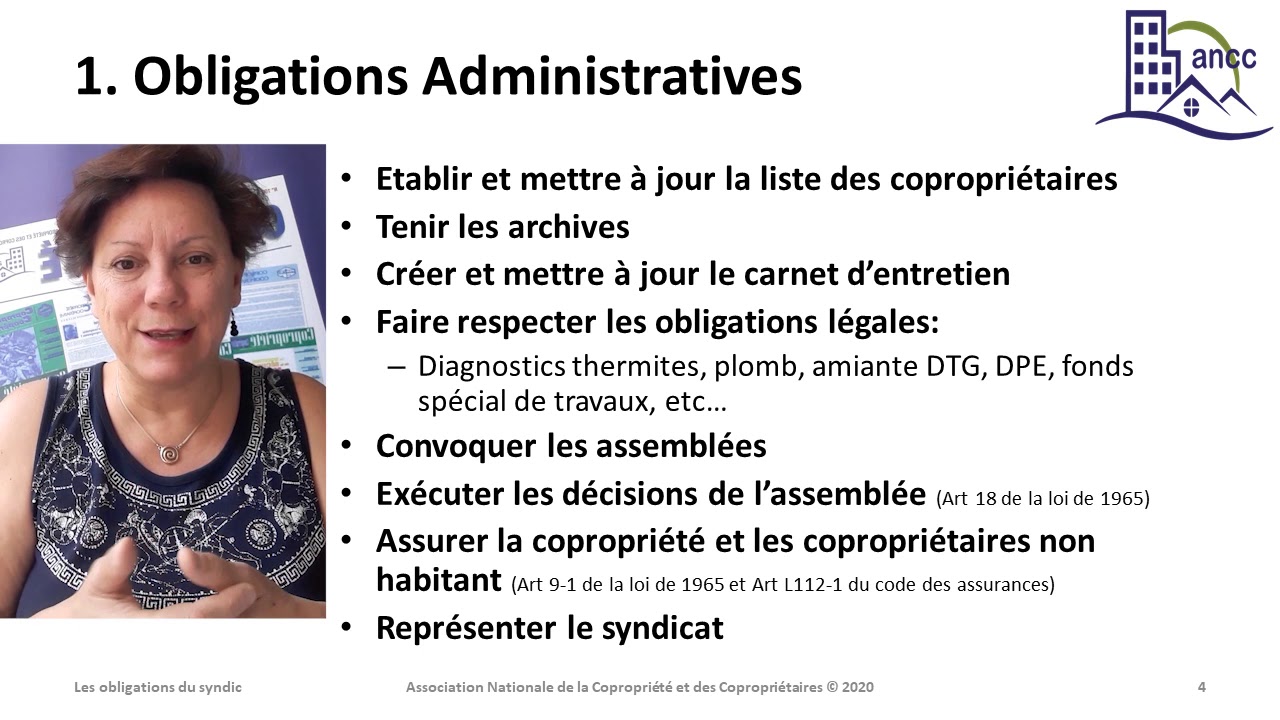 ANCC LES OBLIGATIONS DU SYNDIC