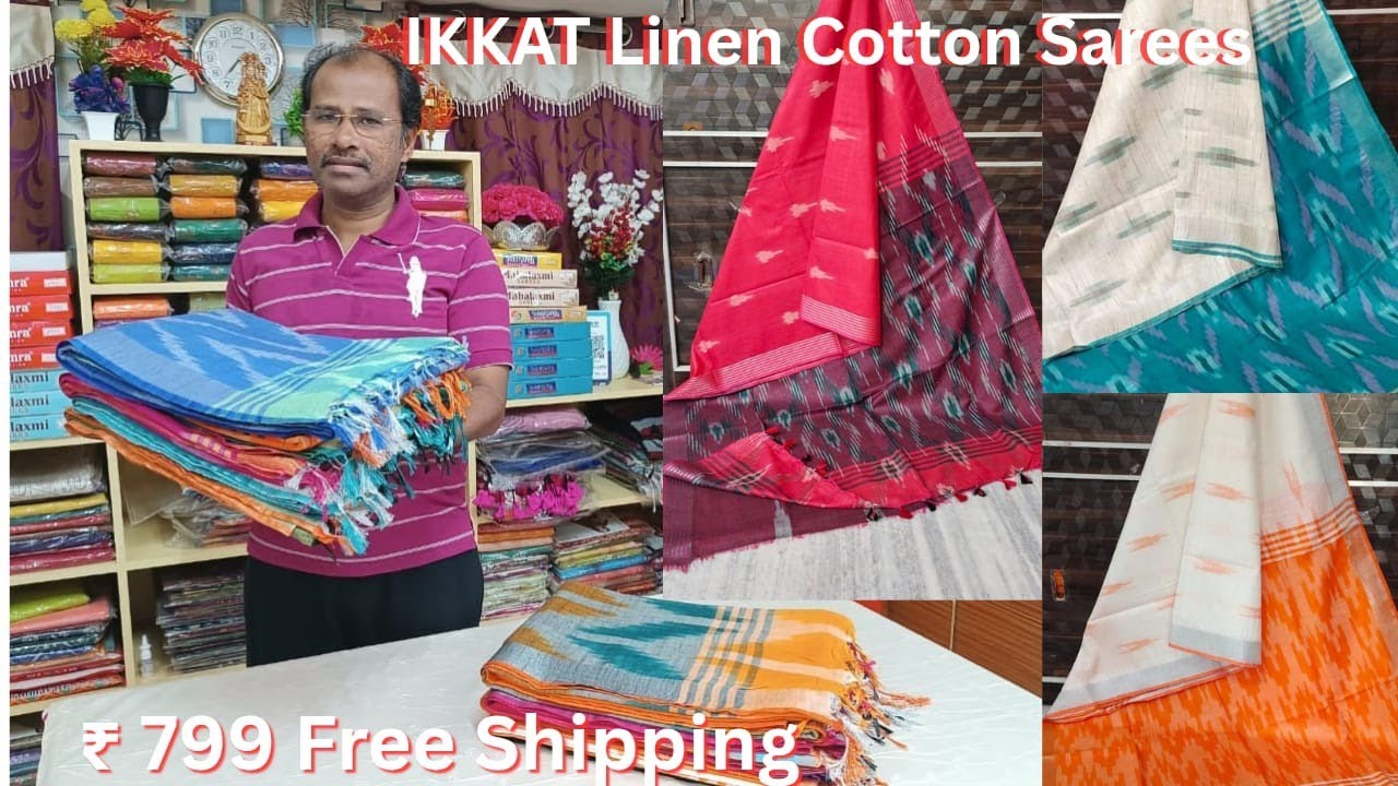 IKKAT Linen cotton sarees!! IKKAT  Linen Cotton saree @ ₹ 799 Free $