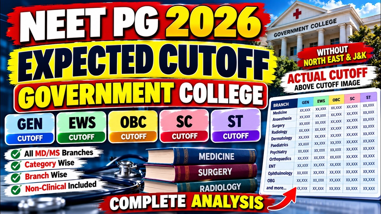 NEET PG 2026 Expected Cutoff for 50% AIQ Government College | Category Wise & Rank Wise Analysis