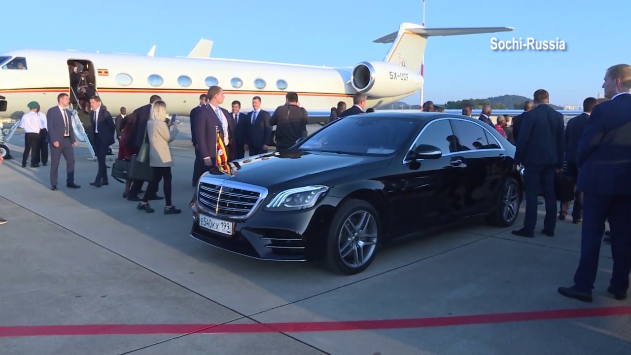 Museveni's arrival in Russia