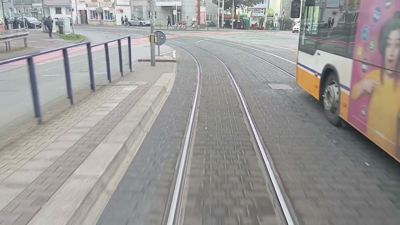 Darmstadt Schloss bis Böllenfalltor Aufzeichnung Straßenbahn Linie 5