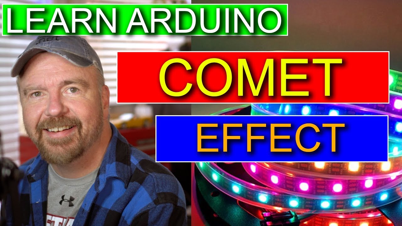 06-Эффект кометы — обучающее видео по светодиодной ленте на Arduino — эффекты FastLED — на RGB-св...
