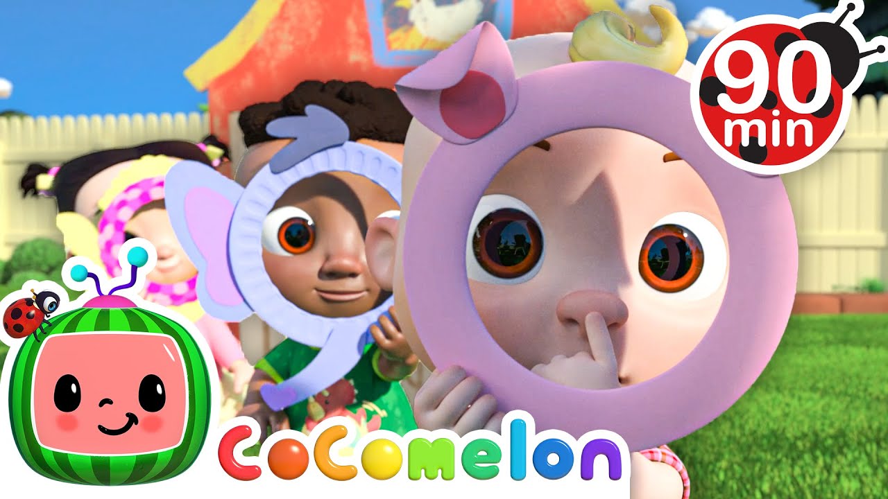 Animal Face Mask Role Play!🐷🐮🐰 | CoComelon | Animals for Kids | Sing Along | Learn about Animals