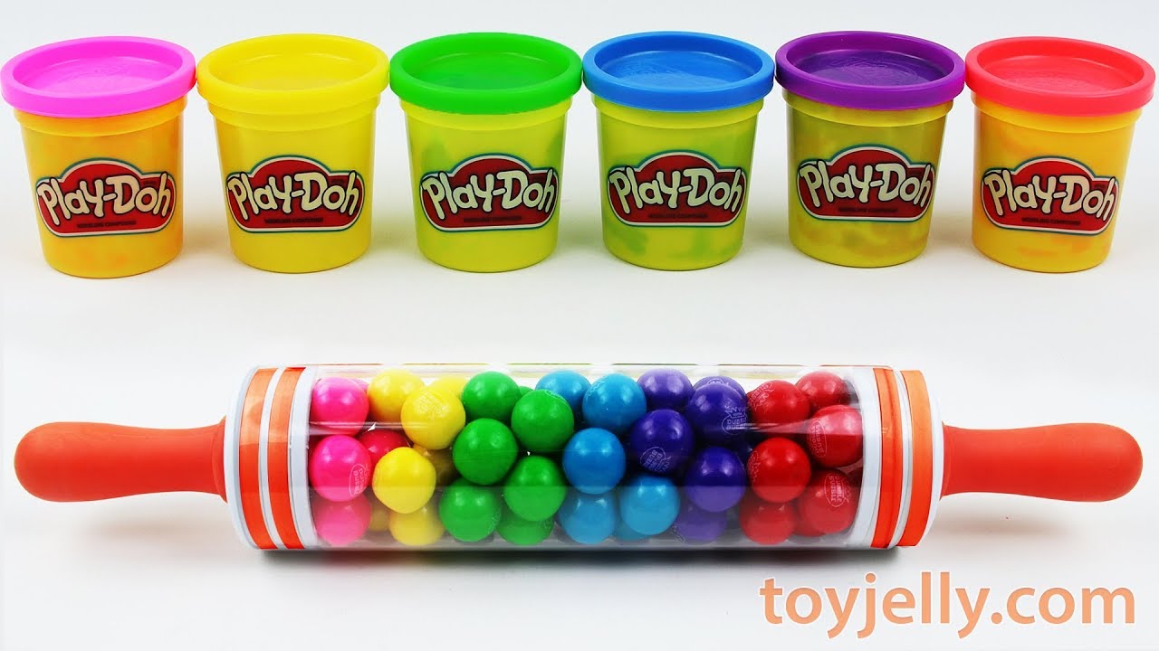 Learn Colors Rainbow Play Doh Rolling Pin Molds for Kids Kinder Surprise Eggs Baby Toys Kids Songs