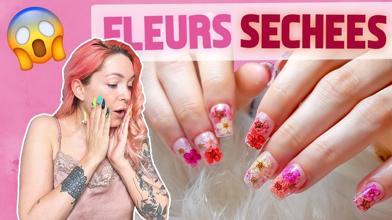 FLEURS SÉCHÉES SUR ONGLES EN GEL CHABLON