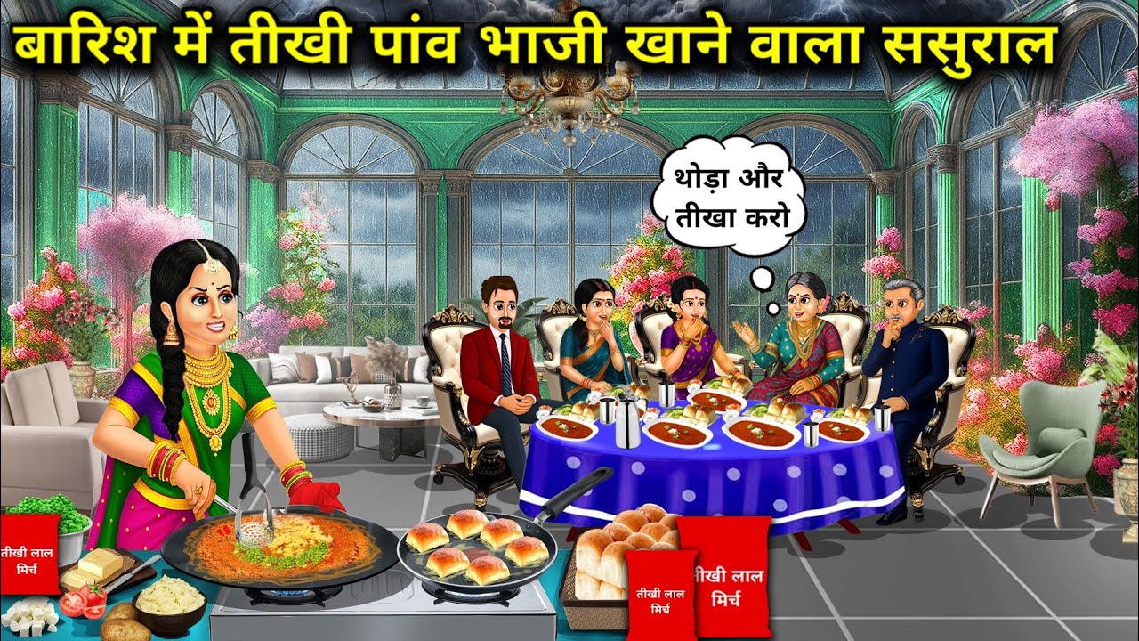 बारिश में तीखी पांव भाजी खाने वाला ससुराल||In-laws who eat spicy foot bhaji in the rain||cartoon vid