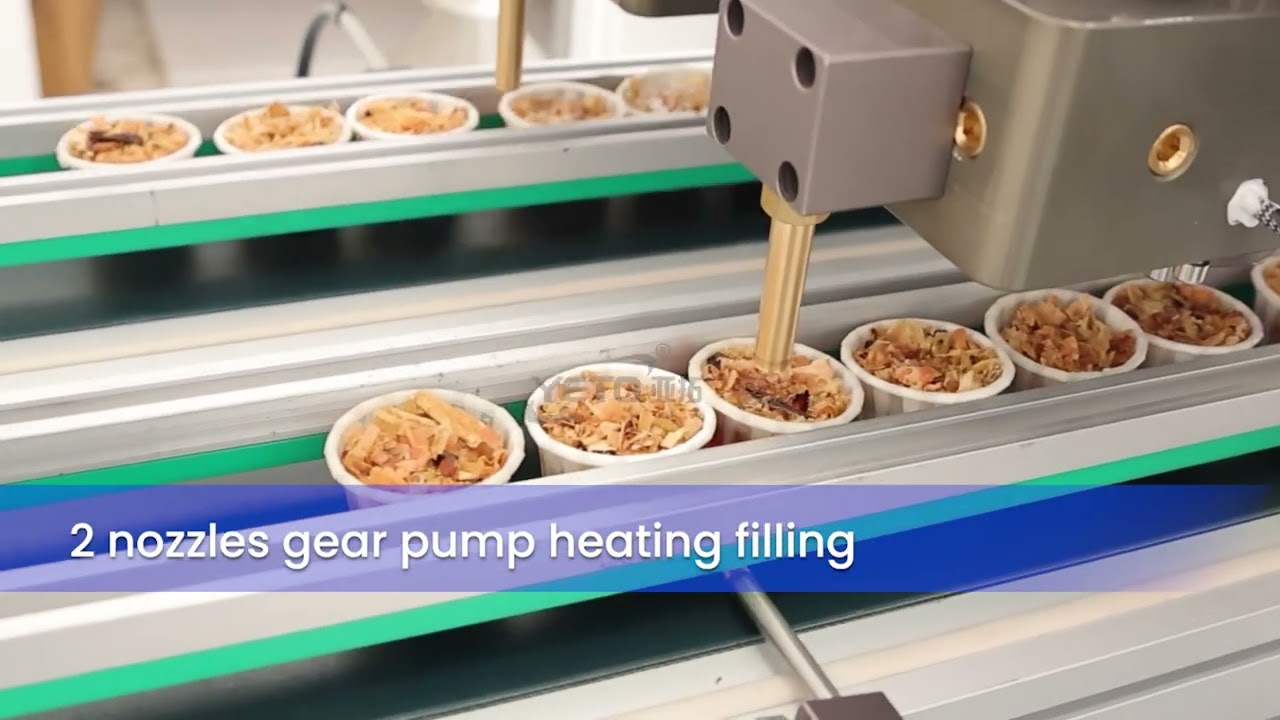 Full automatic two nozzles gear pump heating filling machine for hair wax,lip balm,deodorant sticks