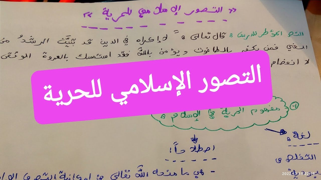 هام للمترشحين للباكالوريا الأحرار ملخص درس التصور الإسلامي للحرية