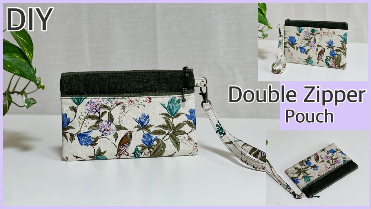 簡単ダブルファスナーポーチ作り方,How To Make Double Zippered Pouch,Flat, Easy Sewing Tutorials,Diy