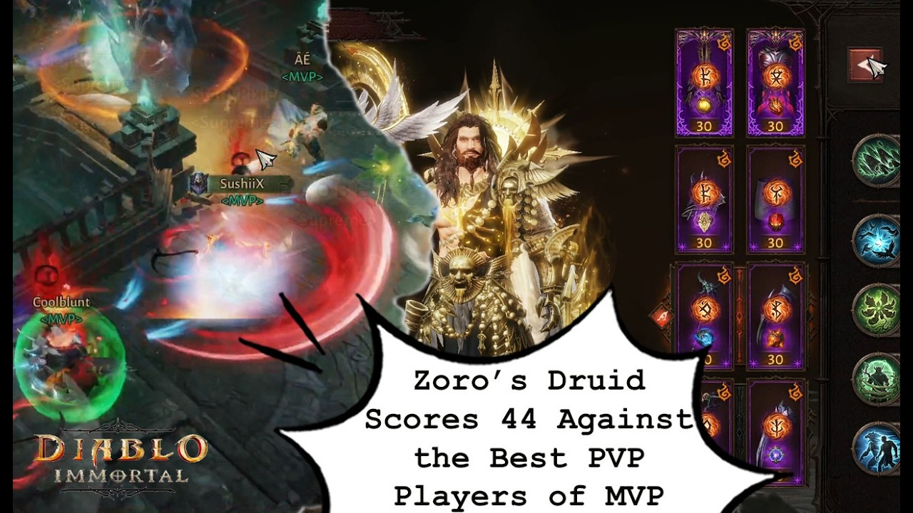 索隆 Zoro's DRUID Scores 44 Against the Best PVP Players of MVP | Diablo Immortal