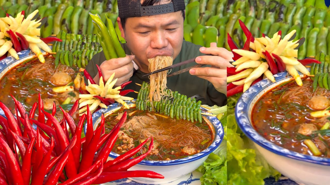 กินก๋วยเตี๋ยวน้ำตกแกล้มพริกเผ็ดนารกแตก