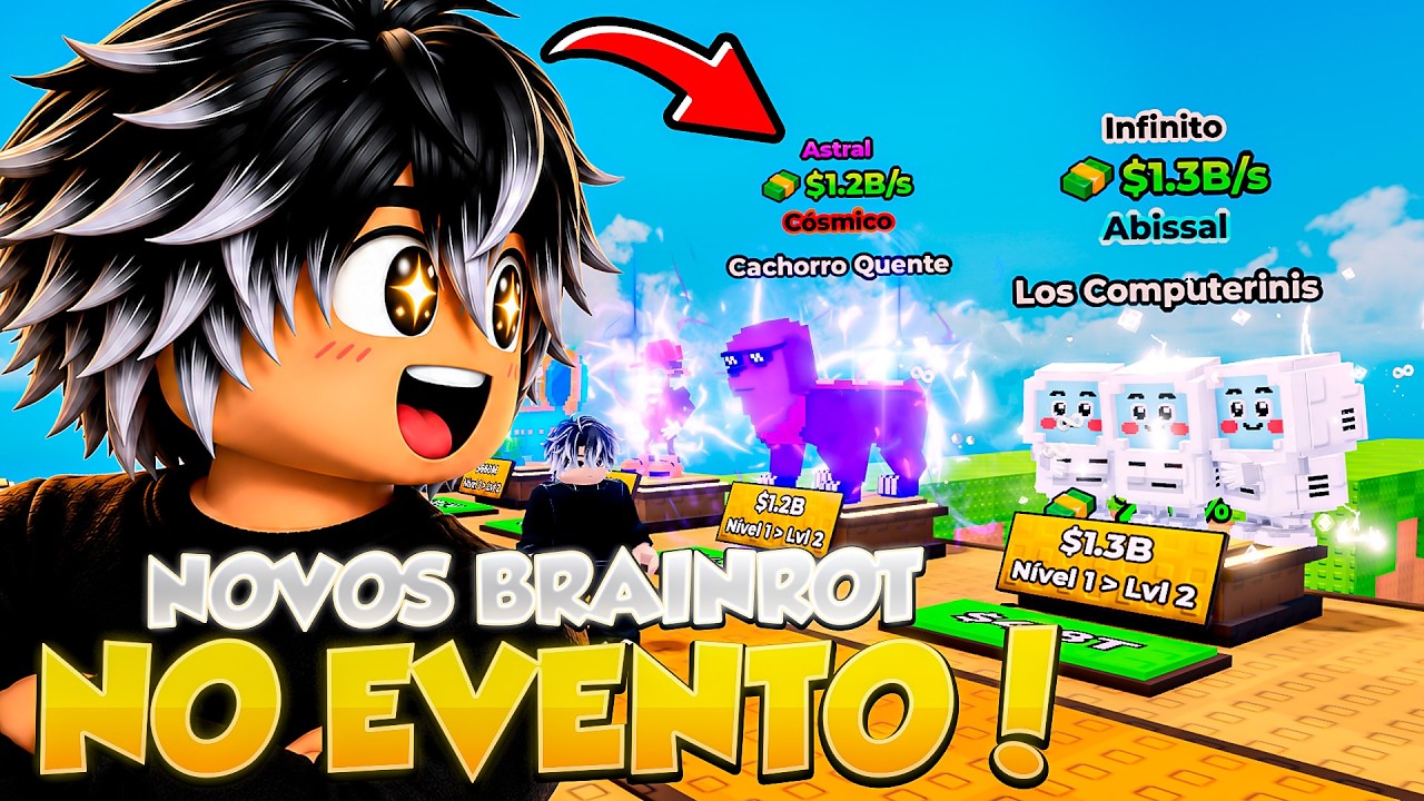 PEGUEI NOVOS BRAINROT C&Oacute;SMICO NO NOVO EVENTO DO CHUTE UMA LUCKY BLOCK!!