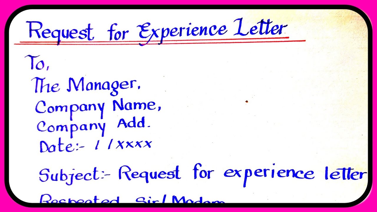 Application to Manager for Experience Letter | Request for Experience Certificate