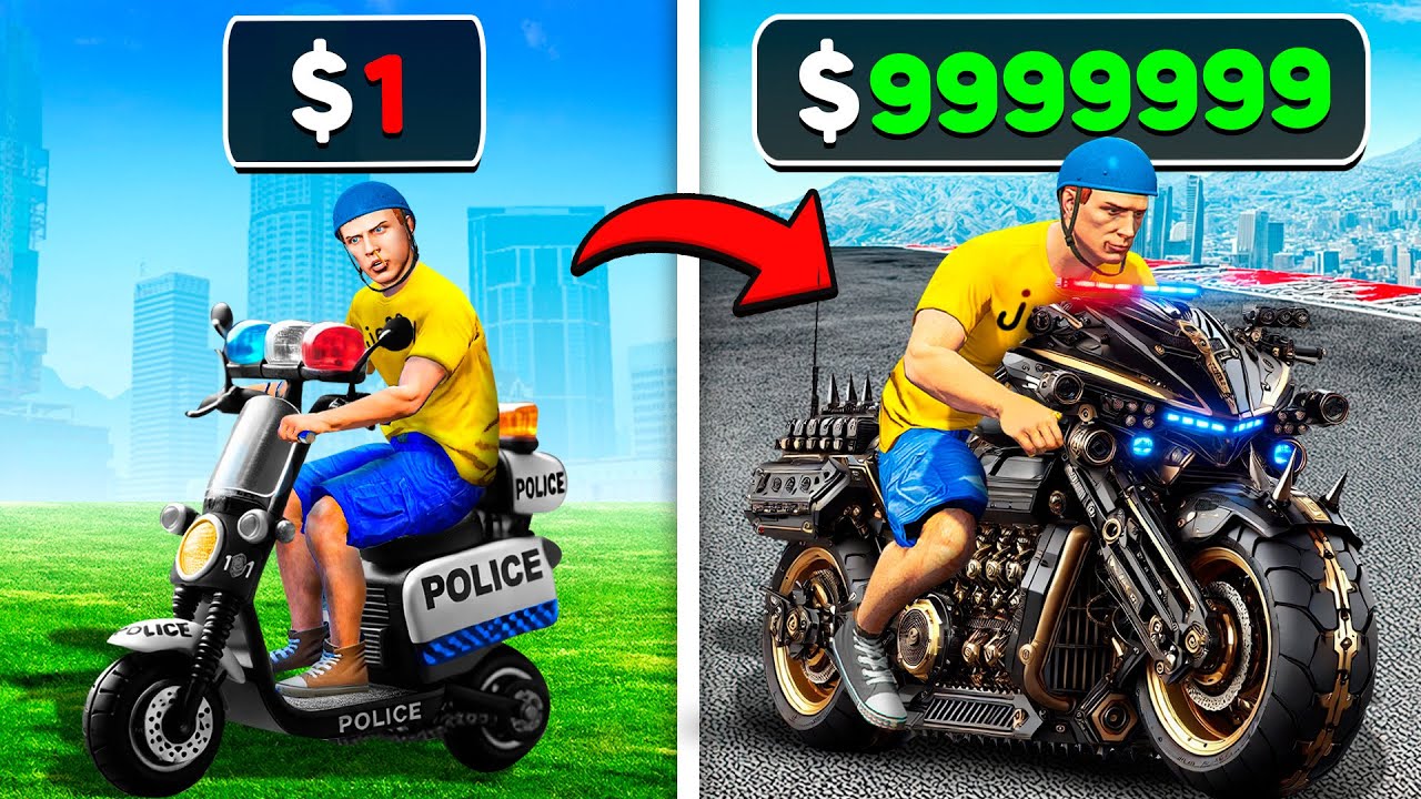 $1 To $1,000,000 POLICE BIKE In GTA 5!