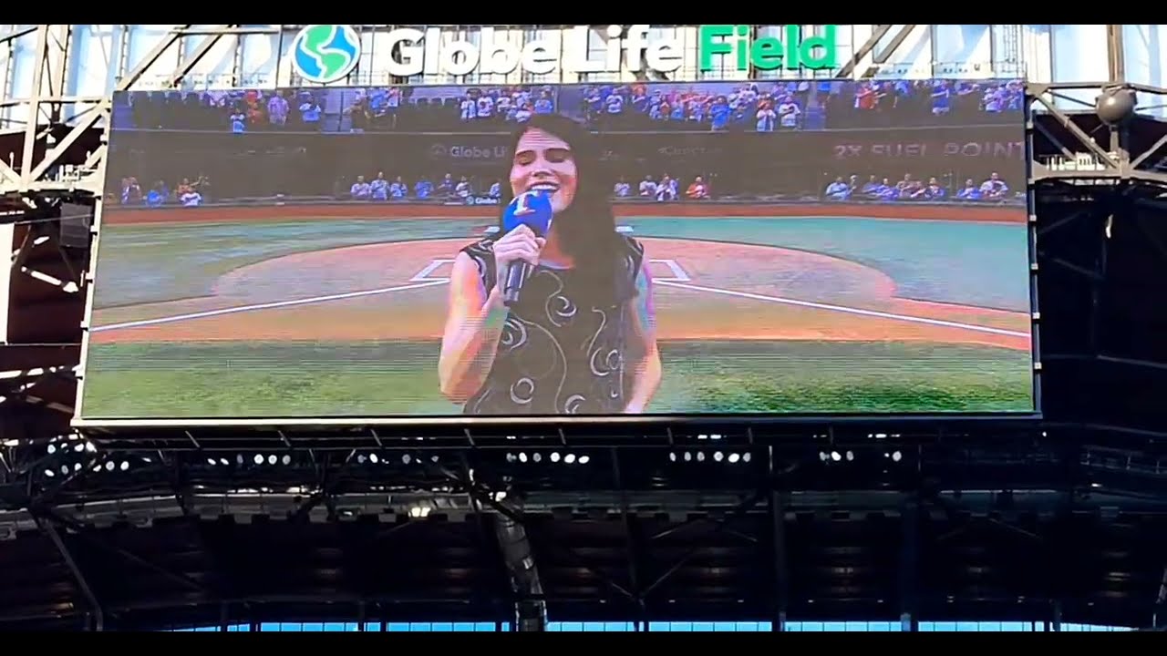 Singing the National Anthem at Globe Life Field for the Texas Rangers