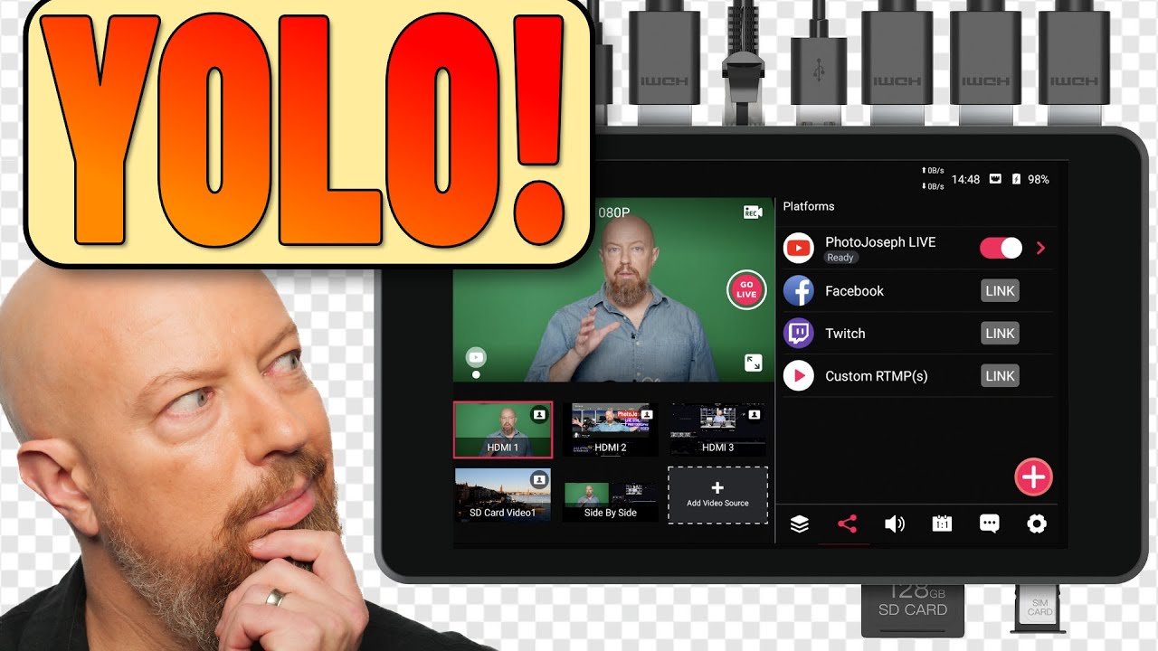 YoloBox Pro COMPLETE Tour - все-в-одном прямая трансляция + переключение с зеленым экраном, PiP