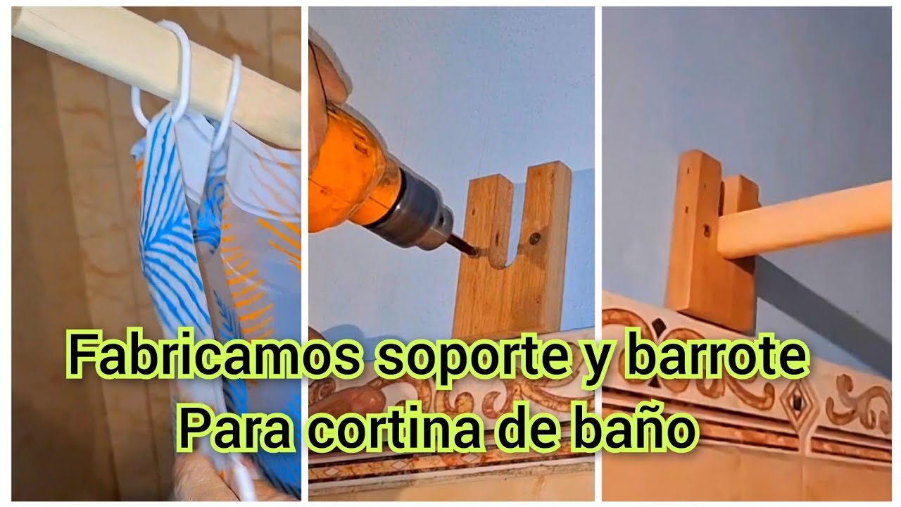 Como hacer soportes y barrote en madera para cortina de baño
