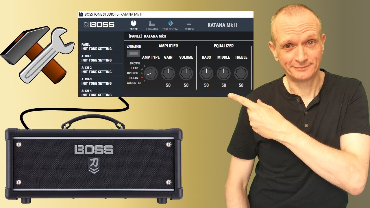 Учебное пособие по Boss Tone Studio — подключение и настройка (Katana MkII)