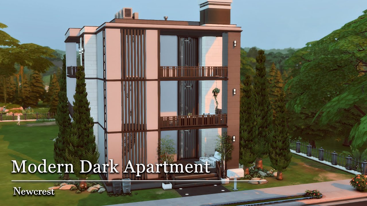Modern Dark Apartment in Newcrest 🏢 | The Sims 4 | Stop Motion Build | No CC