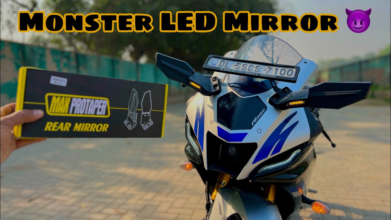 Led Monster indicator Mirror Install In R15M 🤩 | Mirror Modified | R15M Modification | Techno khan