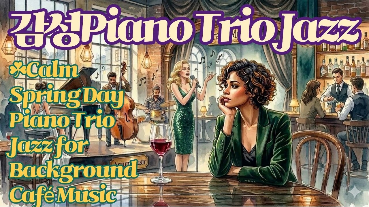 BGM playlist 🎧 카페 감성 트리오 재즈 🎻 Calm Spring Day Piano Trio Jazz for Background Caf&eacute; Music.
