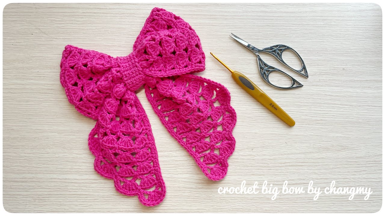 222. DIY crochet big bow by changmy | Hướng dẫn móc nơ lớn làm kẹp tóc, trang trí siêu xinh