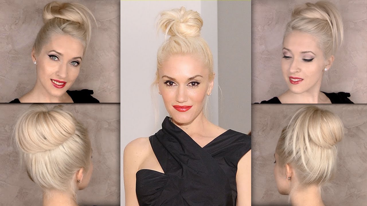Top knot hair tutorial Gwen Stefani bun hairstyle