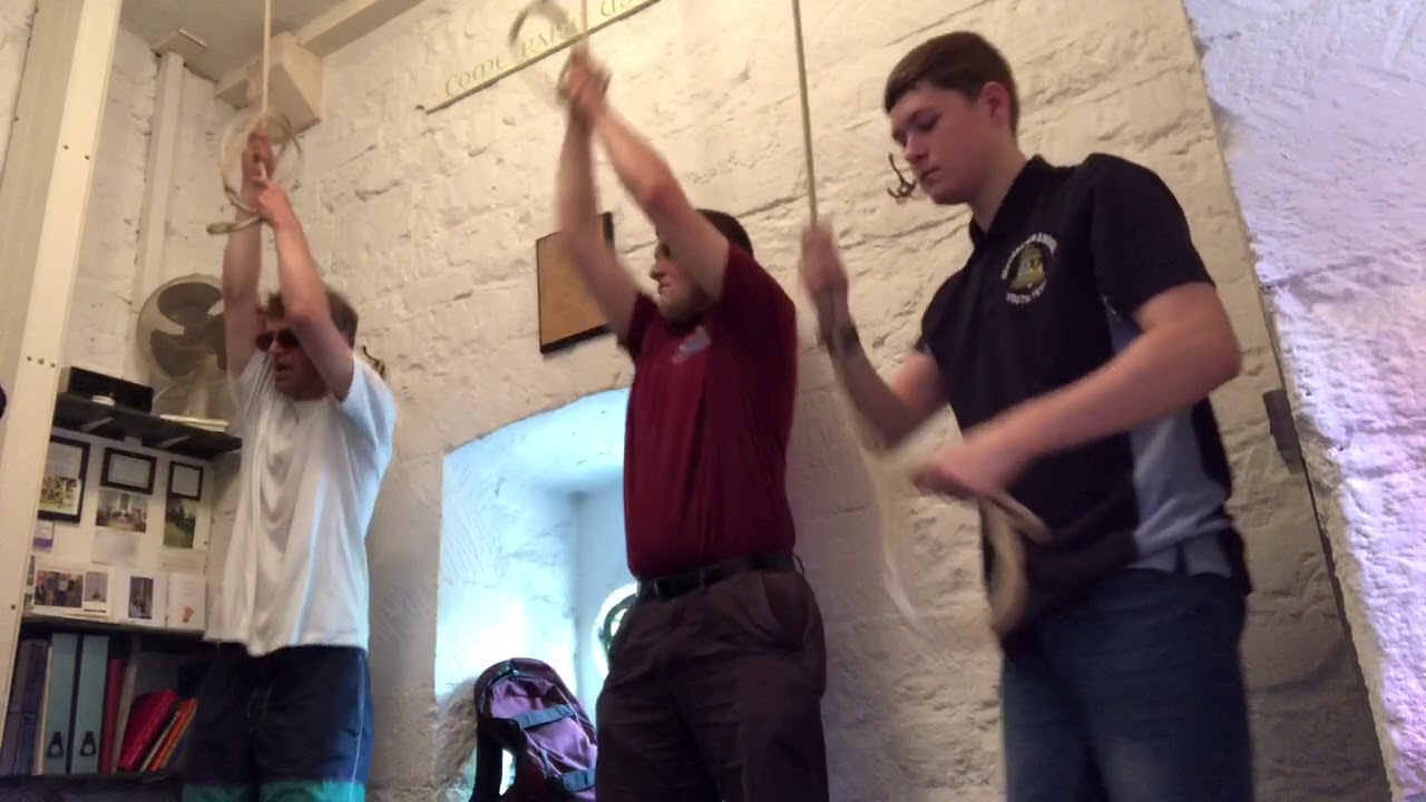 Lowering the Steel Bells at Chalford, Glos
