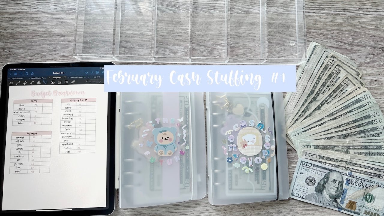 Cash envelope stuffing | February Cash Stuffing #1 | 22 year old college student