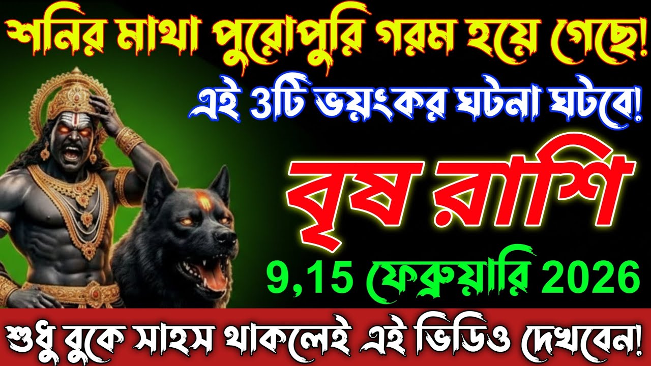 বৃষ রাশি♉শনিদেব রেগে আগুন! 9–15 ফেব্রুয়ারি ঘটবে 5টি ভয়ংকর অনর্থ | সাবধান! Vrishabh Rashi