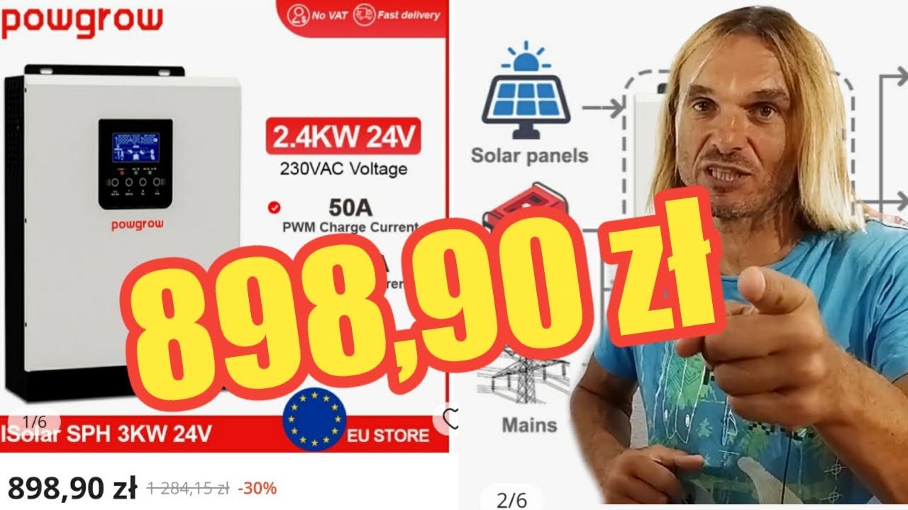 hybrydowy Inwerter 3kW do offgrid za 898pln ! pełen sinus! kontroler PV 50A
