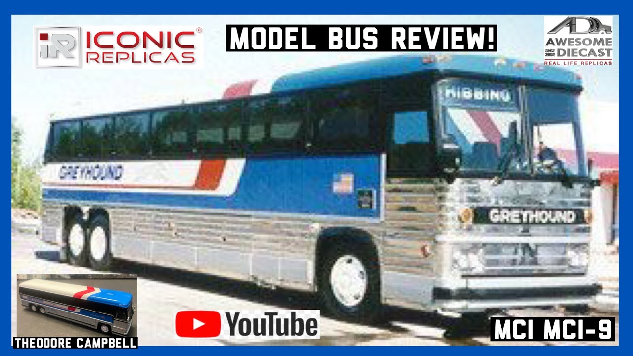 HO 1:87 Scale Iconic Replicas Awesome Diecast Greyhound MCI MC-9 Bus Model!