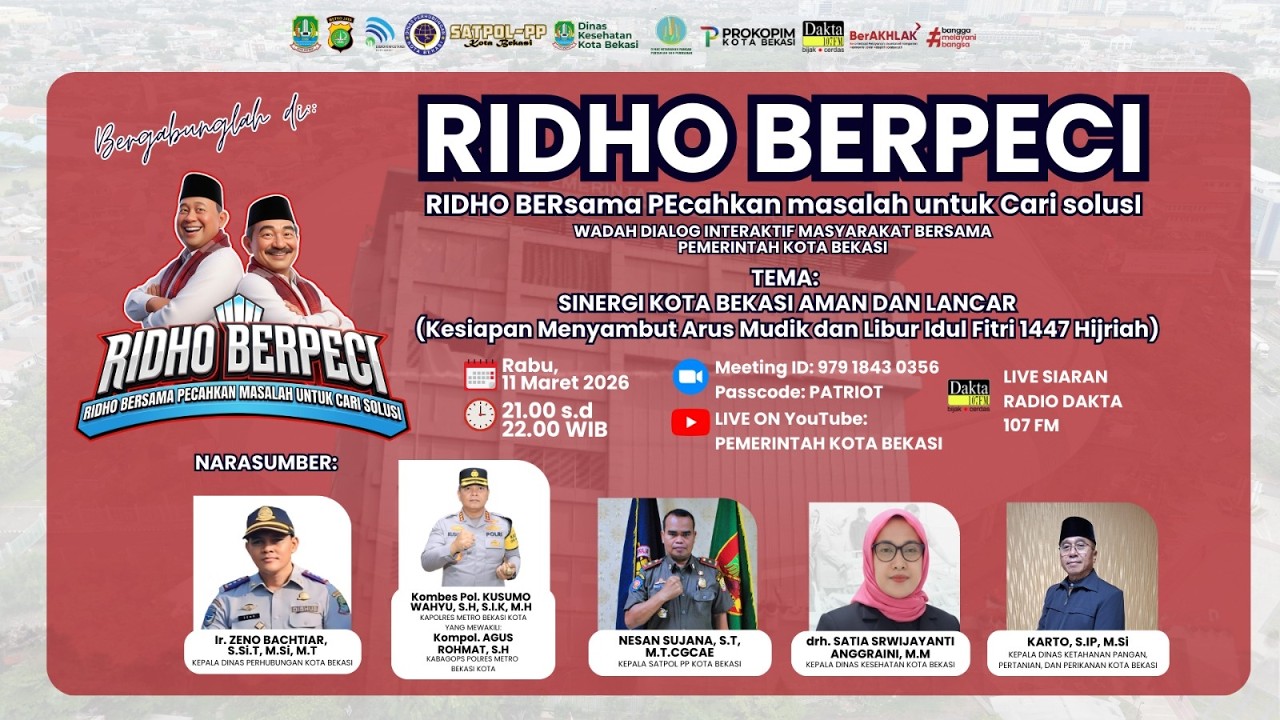 LIVE : RIDHO BERPECI : TEMA  SINERGI KOTA BEKASI AMAN DAN LANCAR