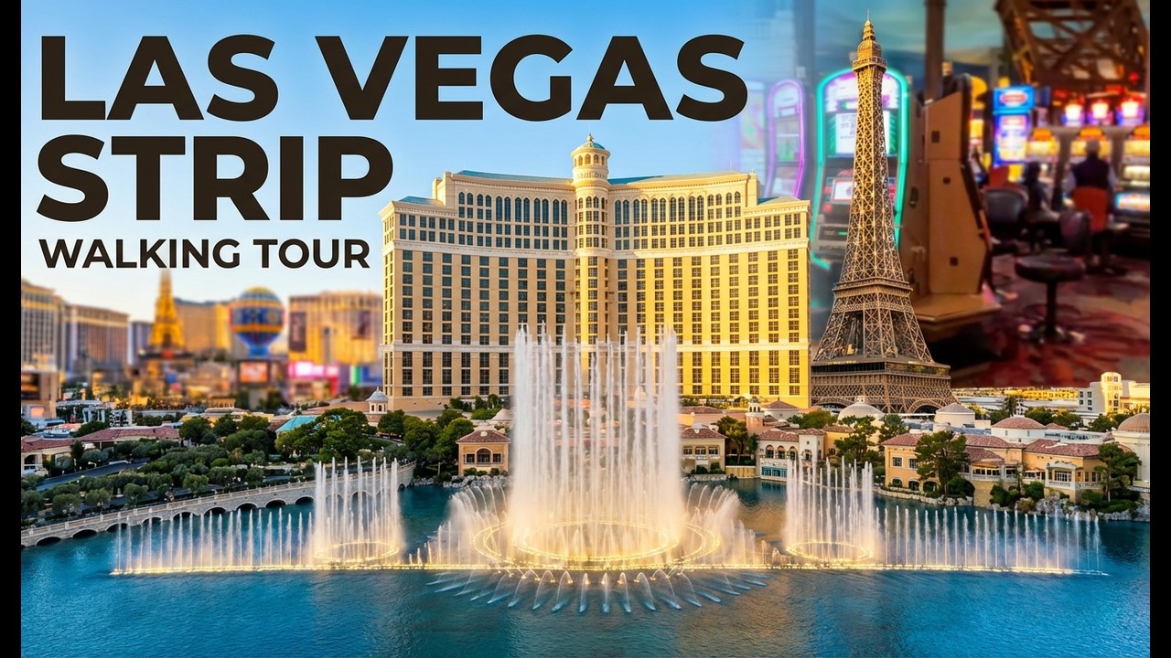 4K  Las Vegas Strip Walking Tour  From Excalibur to Bellagio, Paris Las Vegas.