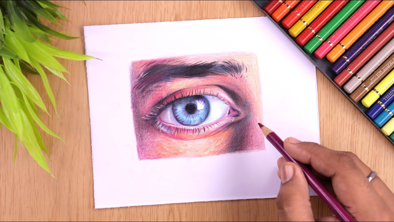 Drawing Realistic Eye with Colored Pencils