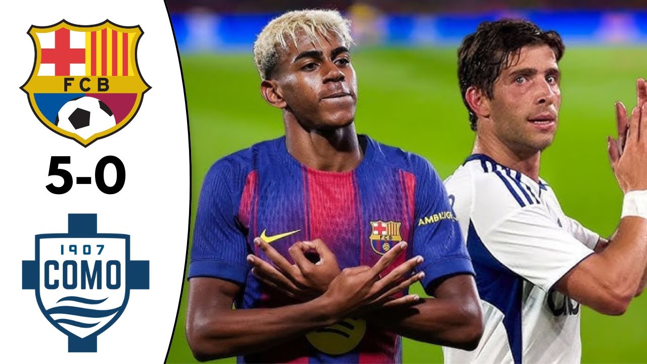 Barcelona vs Como 5-0 - All Goals & Highlights 2025