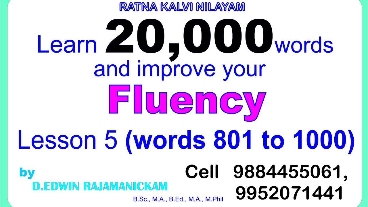 Learn 20,000 words and improve your fluency (with Tamil meaning), Lesson - 5