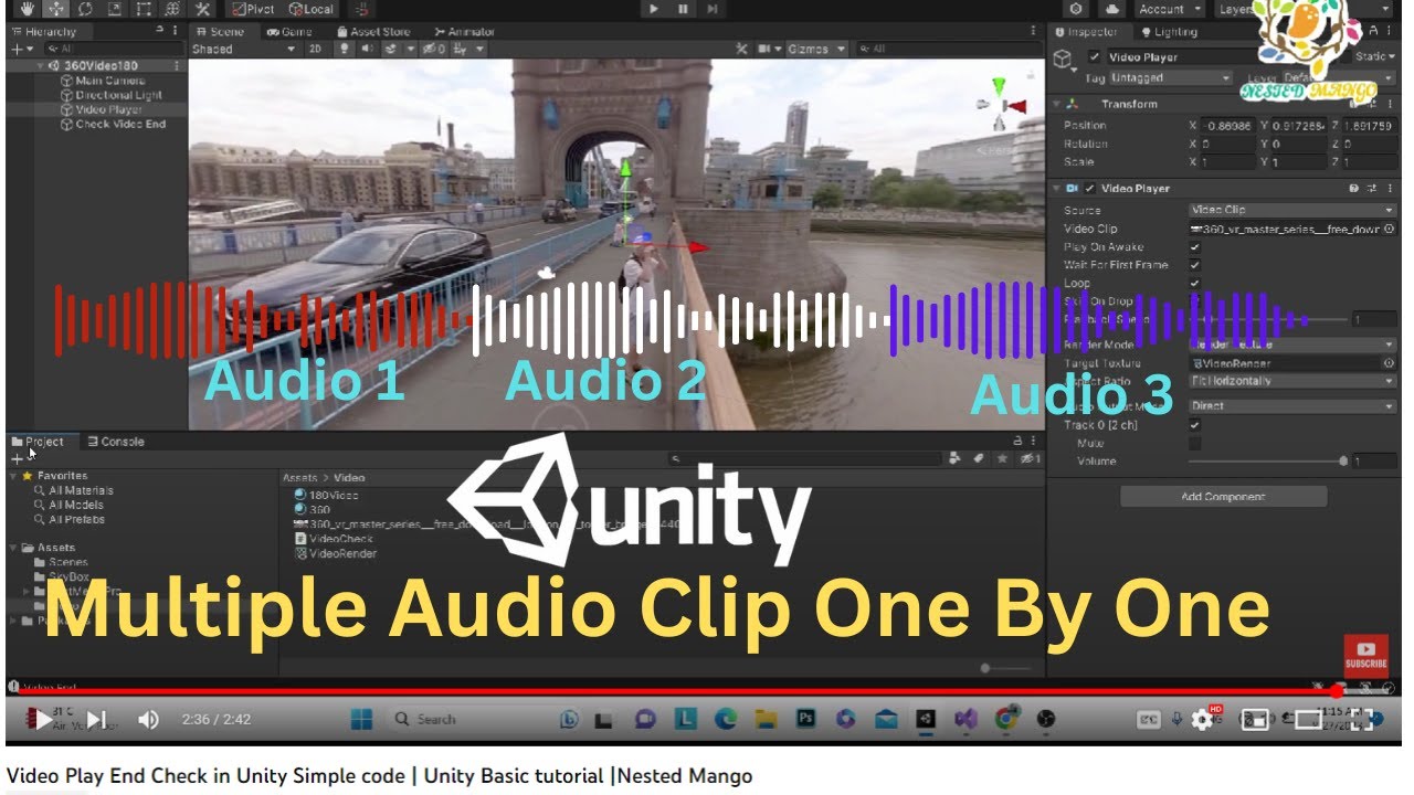 Play Multiple Audio clip One by One In Unity | Unity basic tutorial | Nested Mango