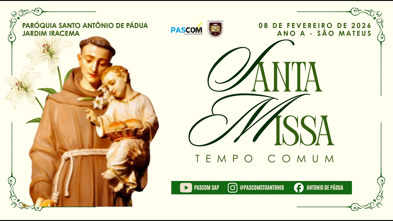 Transmissão ao vivo de Paróquia Santo Antônio de Pádua - Jardim Iracema