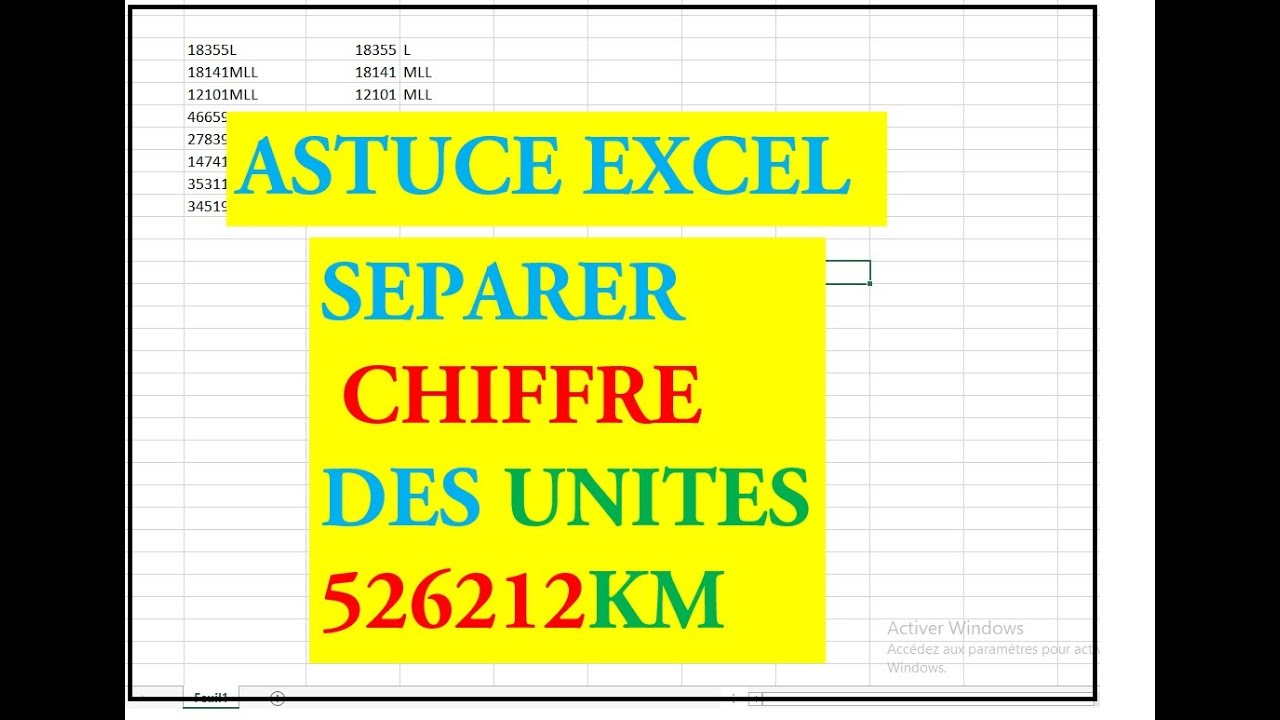 séparer chiffre des unités   dans un tableau