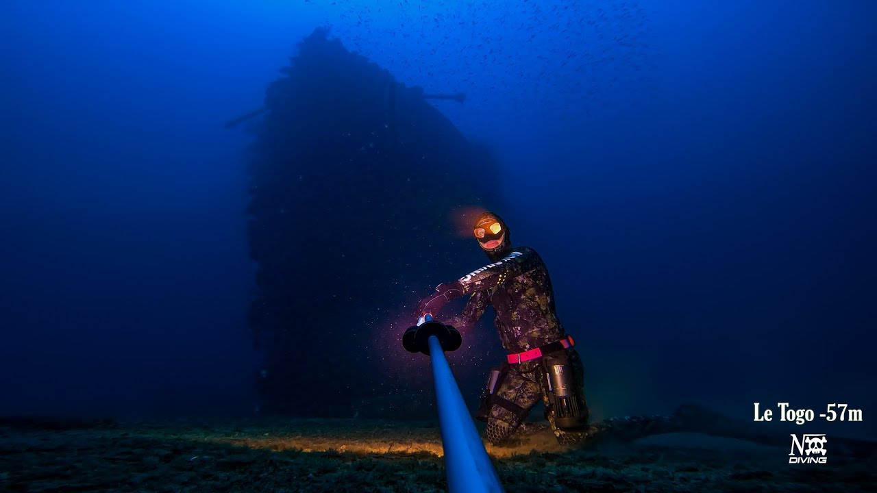 freediving -57m wreck Le Togo