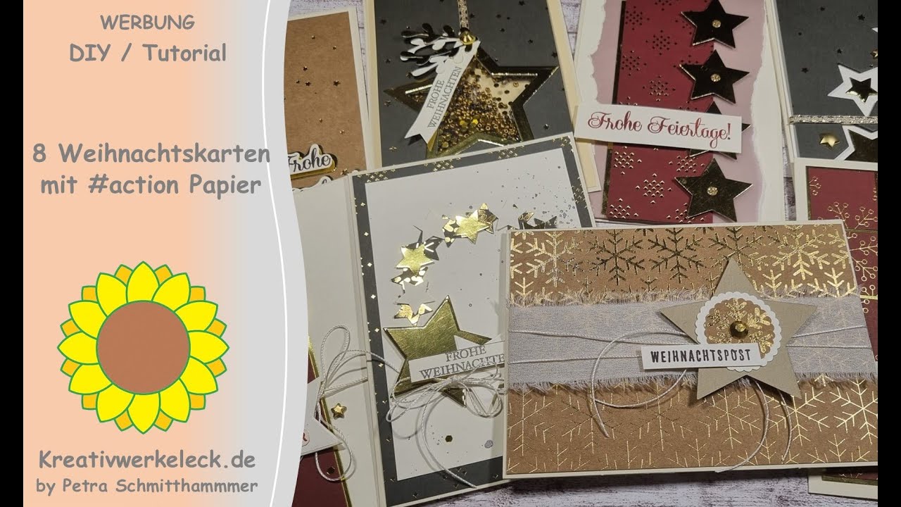 8 Weihnachtskarten mit Papier von #action - DIY / Tutorial