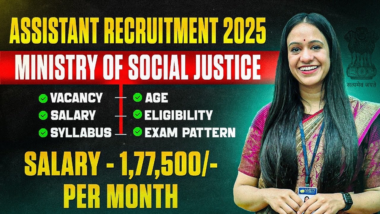 Ministry of Social Justice Vacancy 2025 🚨 | Salary - 1,77,500/- | Permanent Govt Job 🔥
