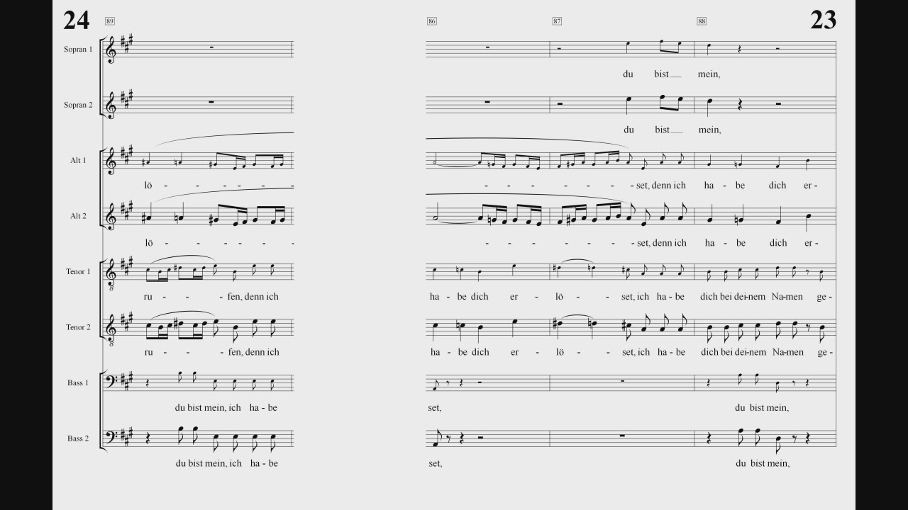 BWV 228 Fürchte dich nicht ich bin bei dir Einstudierung Sopran 2 Coro II