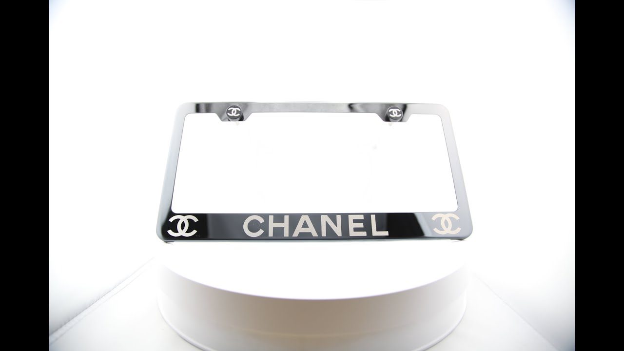 “Chanel” License Plate Frame – Elegant Chrome Finish