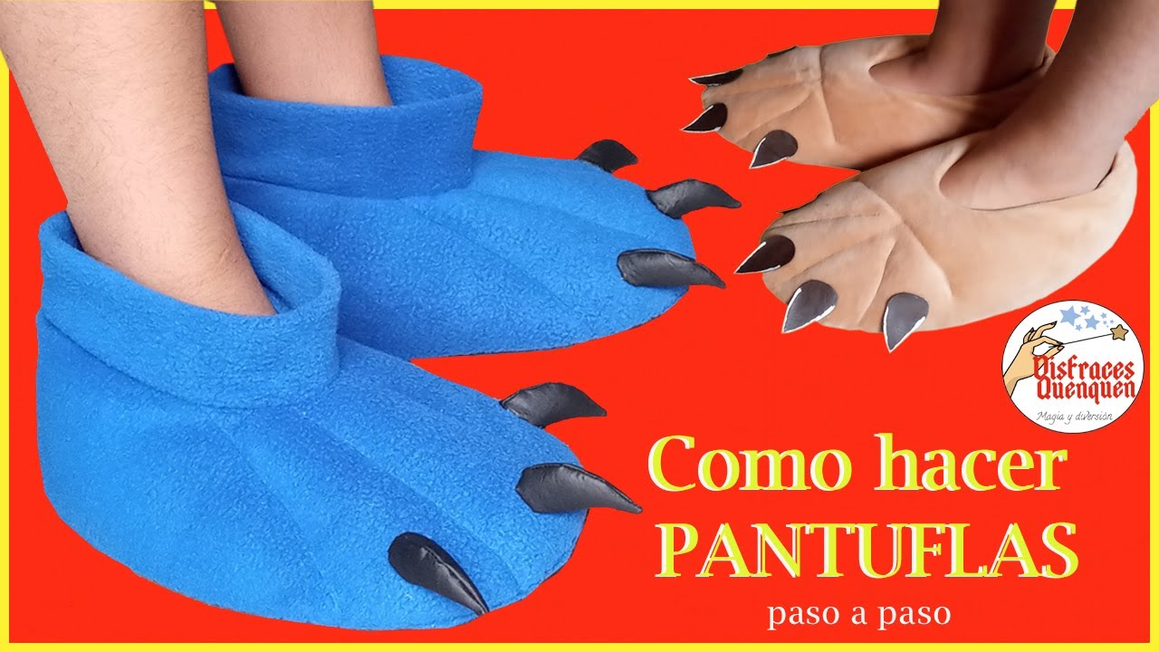 DIY. Como hacer PANTUFLAS de León y de Monstruito paso a paso. Pantuflas antideslizantes.