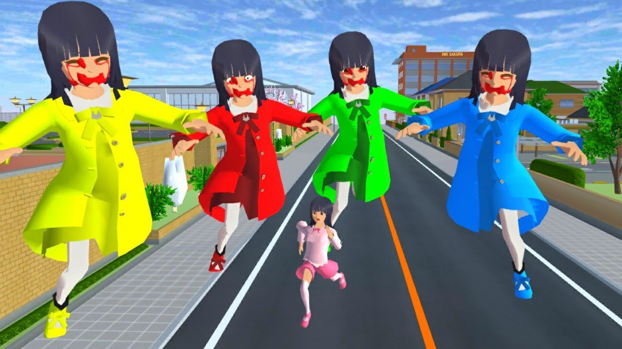 Mio dikejar monster mio didepan school gate sakura school simulator